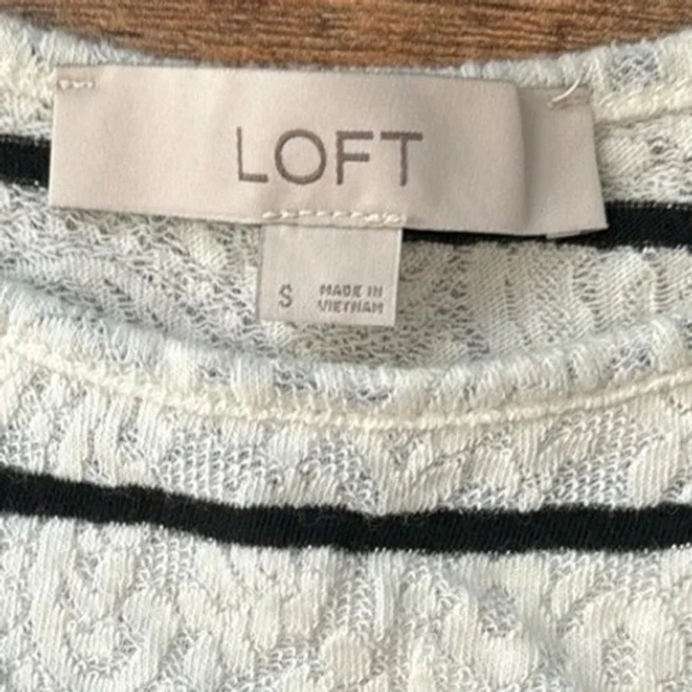 LOFT Striped Lace Tank Top Womens Size S White‎ Black Spaghetti Strap Casual - Picture 4 of 5